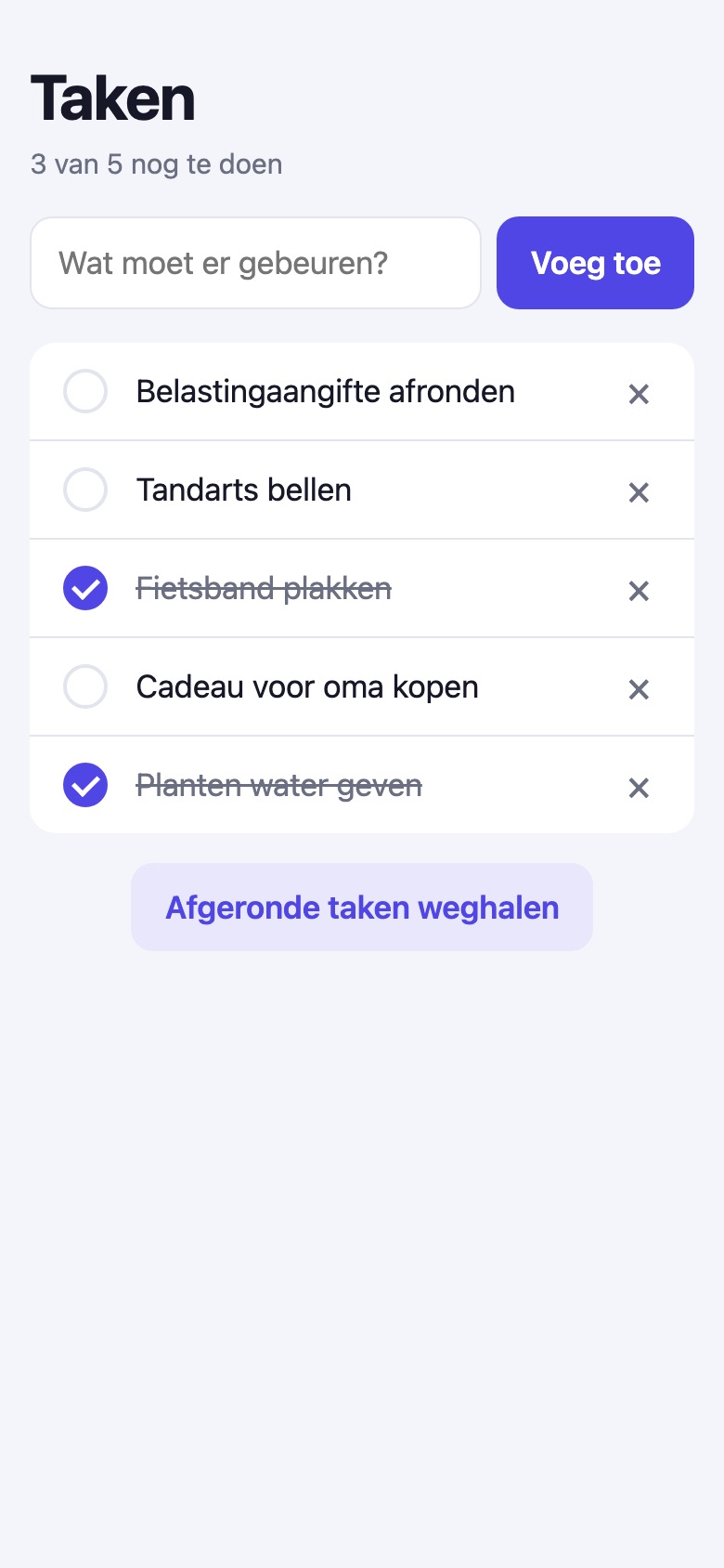 Takenlijst met een paar afgeronde taken