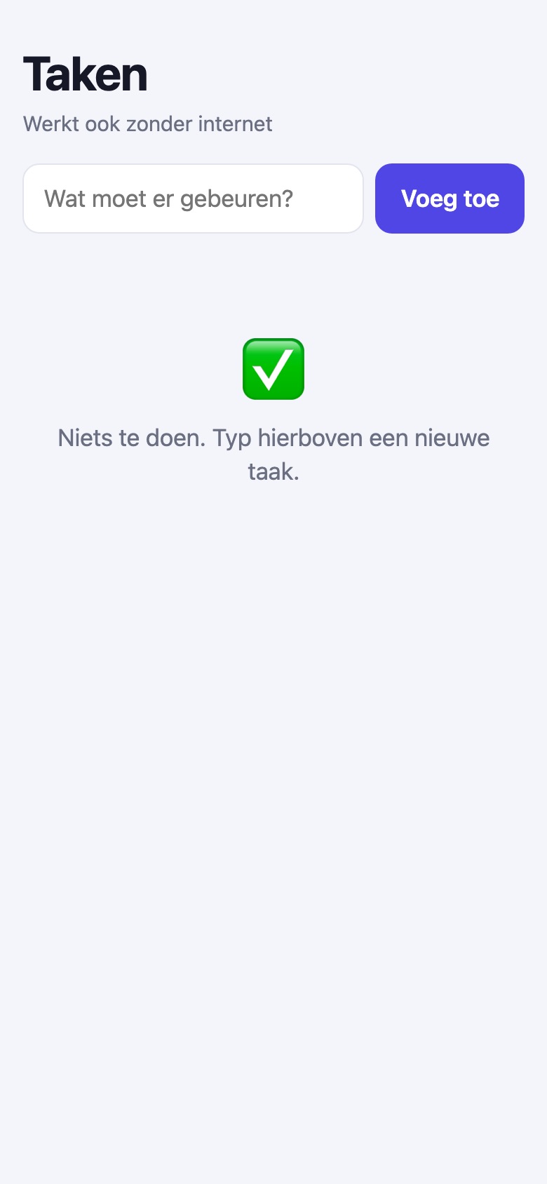 Lege takenlijst, niets te doen